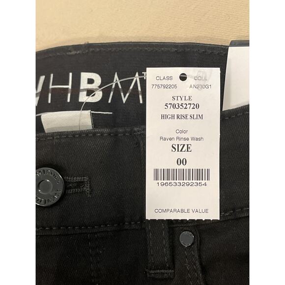 White House Black Market Jeans Women 00 Black Denim High Rise Slim Fit Old Money - Picture 3 of 7